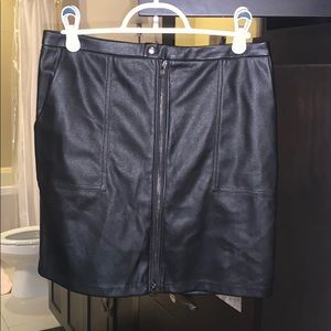Black faux leather skirt